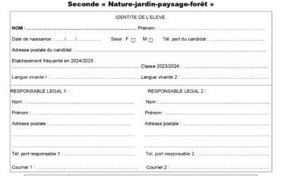 Dossier de recrutement Seconde « Nature-jardin-paysage-forêt » rentrée 2025